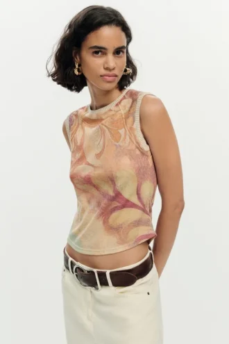 Ärmelloses Strick-T-Shirt