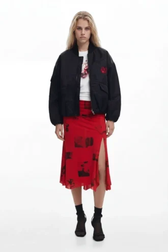 Rock mit Collage-Print und umgeschlagenem Bund