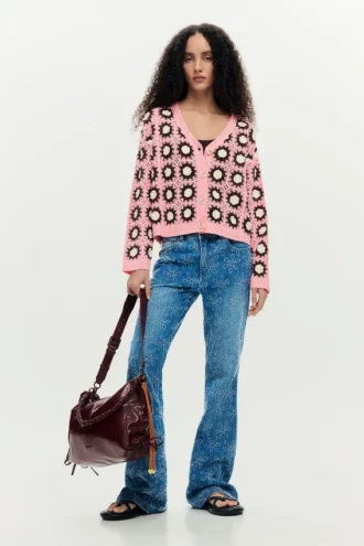 Rosa Häkelcardigan