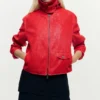 Rote Kunstleder-Jacke Rote Kunstleder-Jacke