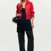 Rote Kunstleder-Jacke Rote Kunstleder-Jacke