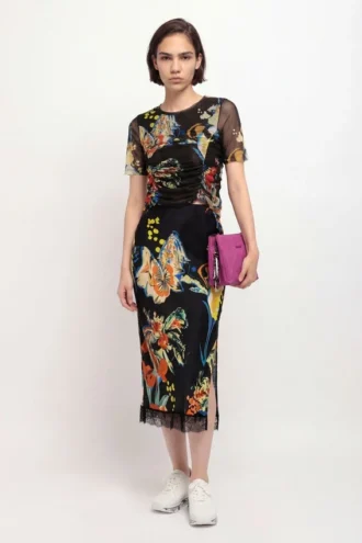 Schmaler Midi-Rock mit Print