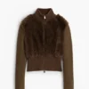 Schokoladenbraune Strickjacke