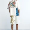 Strick-Bermudas mit Blumenmuster Strick-Bermudas mit Blumenmuster