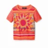Strick-T-Shirt mit Blumenmotiv