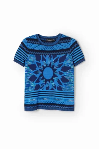 Strick-T-Shirt mit Blumenmotiv