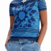 Strick-T-Shirt mit Blumenmotiv