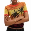 Strick-T-Shirt mit Palmenmotiv