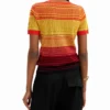 Strick-T-Shirt mit Palmenmotiv