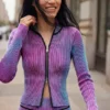 Strickjacke mit doppeltem Reißverschluss