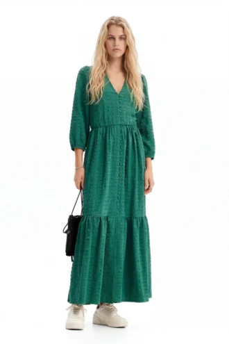 Strukturiertes langes Kleid