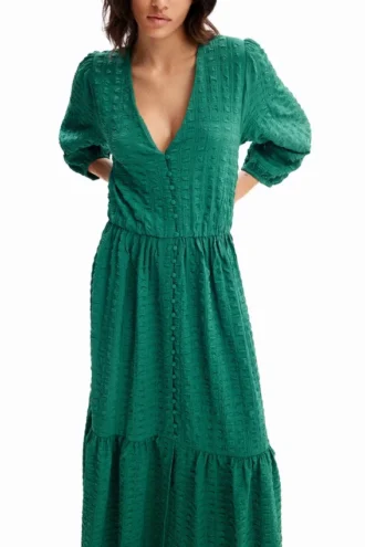 Strukturiertes langes Kleid