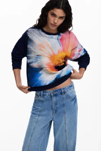 Sweatshirt mit großem Blumenmuster