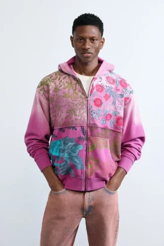 Sweatshirt mit Reißverschluss und Blumenmuster Sweatshirt mit Reißverschluss und Blumenmuster