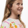 Sweatshirt mit weitem Ärmel und Schriftzug Sweatshirt mit weitem Ärmel und Schriftzug