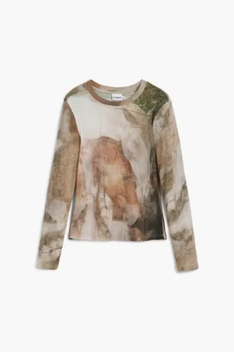 T-Shirt mit hohem Kragen und Pferdemotiv