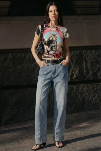 T-Shirt mit Katzenprint