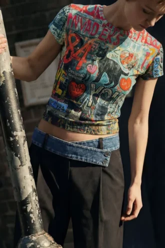 T-Shirt mit Katzenprint