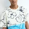 T-Shirt mit tropischem Farbverlauf