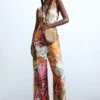 Tropischer Wickel-Jumpsuit