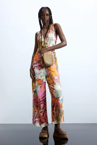 Tropischer Wickel-Jumpsuit