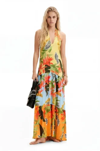 Tropisches Maxikleid mit Neckholder
