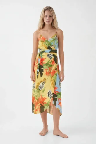 Tropisches Wickel-Midikleid