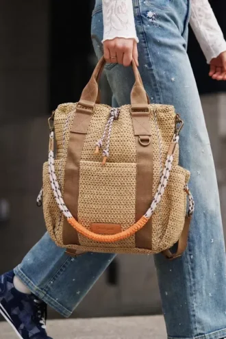 Voyager Raffia-Rucksack
