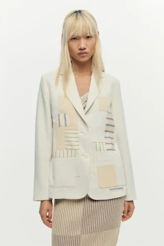Weißer Patchwork-Blazer