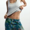 Weit geschnittene Splatter-Jeans
