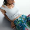 Weit geschnittene Splatter-Jeans