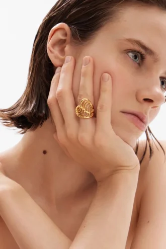 Zalio vergoldeter Ring mit Blatt-Herz