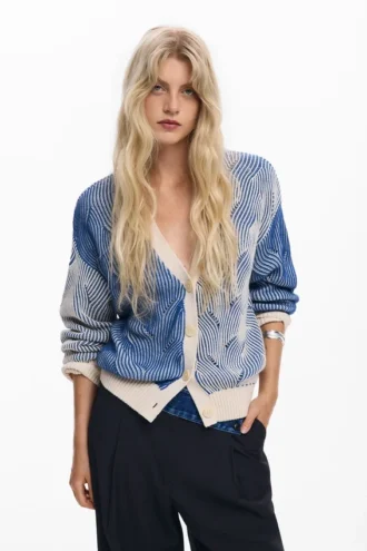 Zweifarbiger Strickcardigan