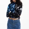 Zweifarbiges Blumen-T-Shirt