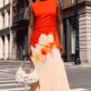 Zweifarbiges Blumenkleid